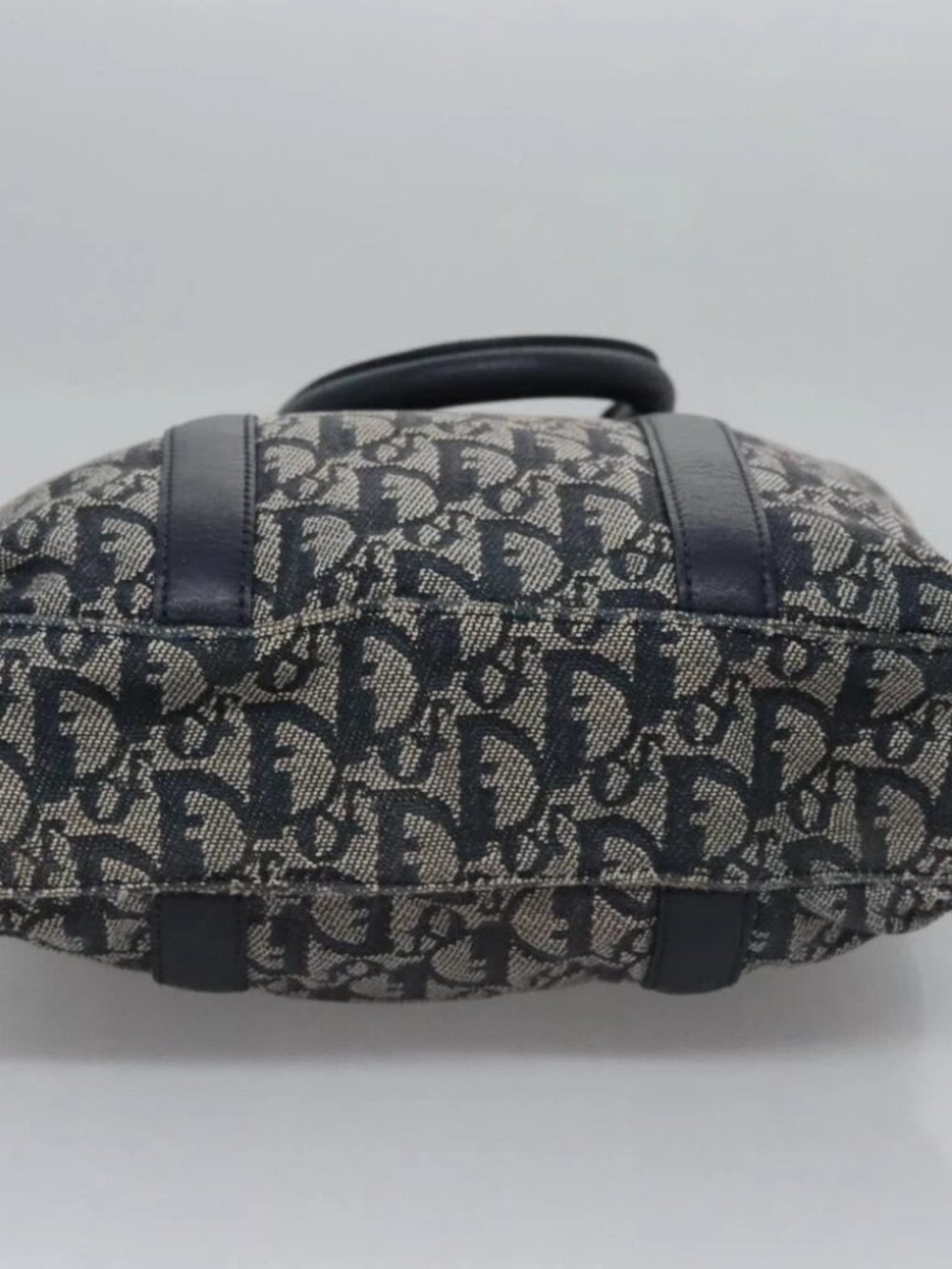 Christian Dior Trotter Canvas Hand Bag Navy Gold - Picture 6 of 16